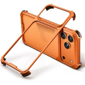 OATSBASF for iPhone 17 Pro Max Bumper Case, Metal Aluminum Frameless Slim, No Back Design Compatible with MagSafe, Shockproof Phone Case 6.9 inch, Orange in Saudi Arabia