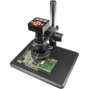 مجهر الفحص الصناعي Vision Scientific VS-12-5607NS-IFR09 أحادي العين مع كاميرا رقمية HDMI/USB بدقة 16 ميجابكسل | نطاق تكبير 0.7X-5.0X، حامل C 0.4X | حامل عمود بقاعدة كبيرة | ضوء حلقي 144-LED in Kuwait