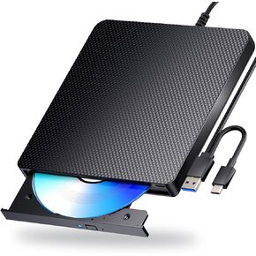 External Blu ray Drives Player Read/Write Compatible Bluray Burner USB 3.0 / Type-C DVD Burner Blu ray Player for pc, Windows 7-11 & Mac（Black） in Kuwait