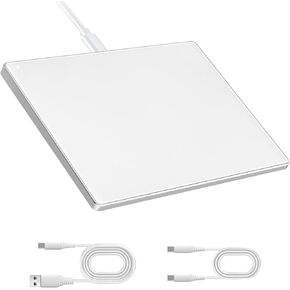 Wired Trackpad for Windows 7/10/11, High Precision Wired Touchpad with Multi-Gesture, Premium Glass Surface, Dual Cables(USB A to C & USB C to C) for Windows PC Computer, White in Kuwait