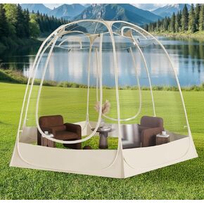 خيمة فقاعية منبثقة مقاس 6 × 6 أقدام من تابو تتسع لـ 4-6 أشخاص، غرفة شاشة خارجية مقاومة للرياح والبرد مع نوافذ تهوية، ملاجئ تخييم كبيرة للساحات الخلفية، الحفلات، المشي لمسافات طويلة، بيج in Kuwait