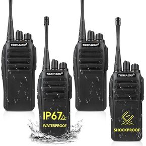 TIDRADIO 10W Heavy Duty Walkie Talkies IP67 Waterproof Two-Way Radios Long Range, Advanced Triple Proof, 2500mAh, 16 Channels, VOX Hand-Free, SOS, Frequency Match, for Buniess,Job site TD-628,4 Pack in Kuwait