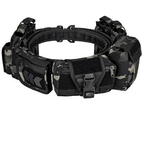 YAKEDA Tactical Battle Belts for Men- Quick Release Trigger Airsoft Belt Heavy Duty Belts with Pouches 7 PCS in Kuwait