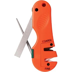 مبراة السكاكين والأدوات 4 في 1 من أكيوشارب، شفرة شحذ من كربيد التنجستن الخشن وقضيب سيراميك مع قضيب مدبب ماسي قابل للسحب للسكاكين وخطافات الأسماك والأدوات، برتقالي in Kuwait