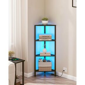 TUTOTAK 6-Tier Corner Bookshelf with LED Light,Corner Shelf for Small Space, Narrow Display Corner Shelf Stand with Storage Rack, for Living Room, Bedroom, Pure White V1BS05BW006L in Saudi Arabia