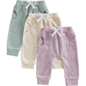 allshope Toddler Baby Girl Fall Pants Active Jogger Casual Athletic Trousers Solid Color Pocket Elastic Waist Harem Bottoms in Saudi Arabia