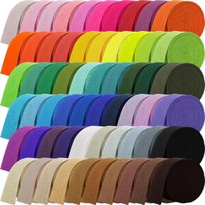 Windyun 60 Rolls Heavy Cotton Webbing 197 Yard 60 Color Mixed Polyester Cotton 1" Wide Webbing Strap Tote Bags Leash Straps for Making Bag Handles Cloth Belt Crafts Outdoor Accessories Supplies in Kuwait