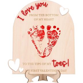 لوحة خشبية لبصمة قدم عيد الحب الأولى - زخرفة خشبية تكشف عن الجنس، حرفة خشبية لبصمة القدم، علامة بارزة من الخشب الصغير لعيد الحب، لافتات إعلان الولادة في المستشفى، دعامة للصور in Kuwait
