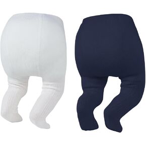 Zando 2Pack Baby Girls Tights Infant Cable Knit Tights Winter Cotton Warm Full-Footed Leggings Stockings Pantyhose 0-12M in Kuwait