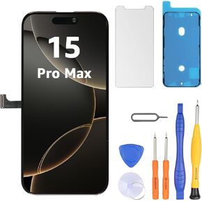 بديل شاشة LL TRADER لهاتف iPhone 15 pro max 6.7 بوصة LCD Retina FHD محول رقمي لشاشة تعمل باللمس مع مجموعة أدوات إصلاح، شريط مقاوم للماء، واقي شاشة (قابل للبرمجة Truetone) للولايات المتحدة الأمريكية 2025 in Kuwait