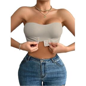 GORGLITTER Women's Bandeau Bralette Seamless Front Buckle Non-Slip Comfortable Strapless Bra in Kuwait