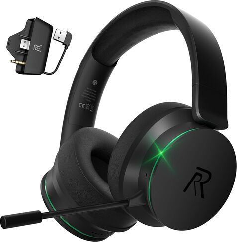 RYR Wireless Gaming Headset for Xbox Series X|S, Xbox One, PS5, PS4, Switch, Mac, Bluetooth 5.3, 3D Surround Sound, Rotatable Earmuffs, Gaming Headphones with Noise Canceling Microphones-Blackgreen in Kuwait