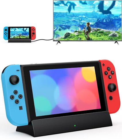 محطة إرساء التلفزيون للتبديل والتبديل OLED، محطة إرساء مع منفذ HDMI 4K 1080P ومنفذ USB 3.0، بديل لمنصة التبديل الرسمية (أسود) in Kuwait