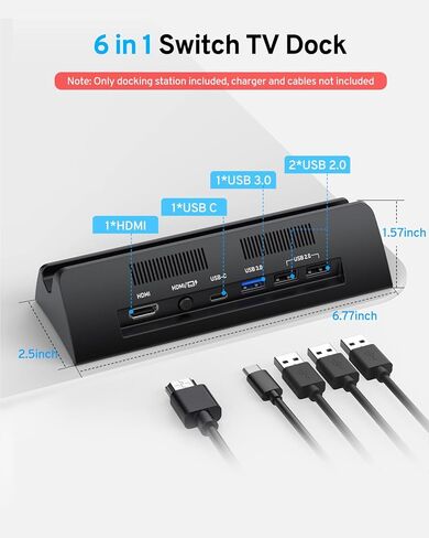 محطة إرساء التلفزيون للتبديل والتبديل OLED، محطة إرساء مع منفذ HDMI 4K 1080P ومنفذ USB 3.0، بديل لمنصة التبديل الرسمية (أسود) in Kuwait