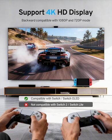 محطة إرساء التلفزيون للتبديل والتبديل OLED، محطة إرساء مع منفذ HDMI 4K 1080P ومنفذ USB 3.0، بديل لمنصة التبديل الرسمية (أسود) in Kuwait