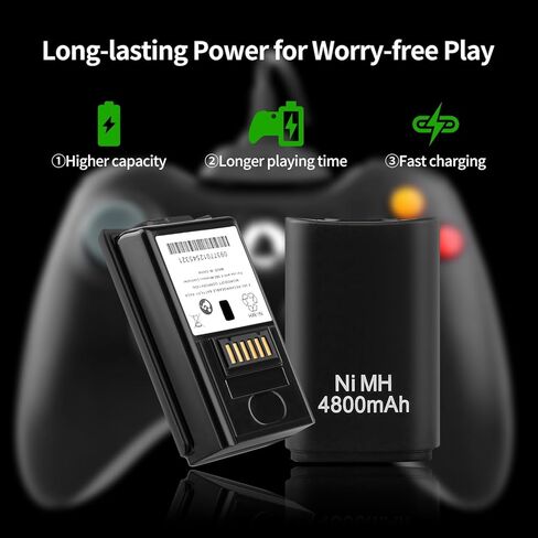 OSTENT 2 in 1 Charger Cable + Rechargeable Battery Pack for Xbox 360 Wireless Controller Color Black in Saudi Arabia