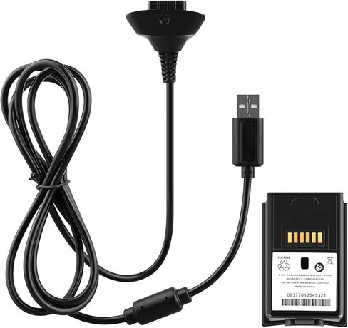 OSTENT 2 in 1 Charger Cable + Rechargeable Battery Pack for Xbox 360 Wireless Controller Color Black in Saudi Arabia
