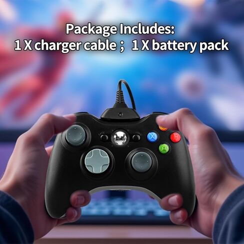 OSTENT 2 in 1 Charger Cable + Rechargeable Battery Pack for Xbox 360 Wireless Controller Color Black in Saudi Arabia
