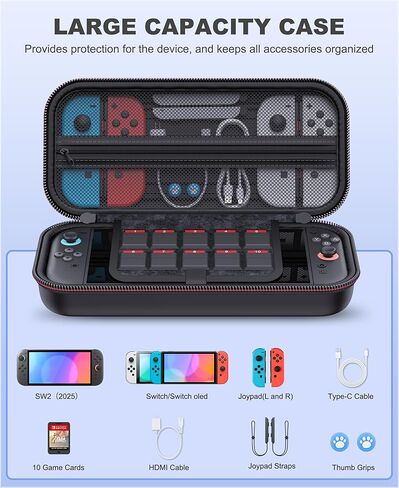 Kawaye Switch 2 Case for Switch Game Compatible with Nintendo Switch 2 (2025) and Switch/OLED Console, Switch Carrying Case Hard Shell Protective for Nintendo Switch 2 Accessories in Saudi Arabia