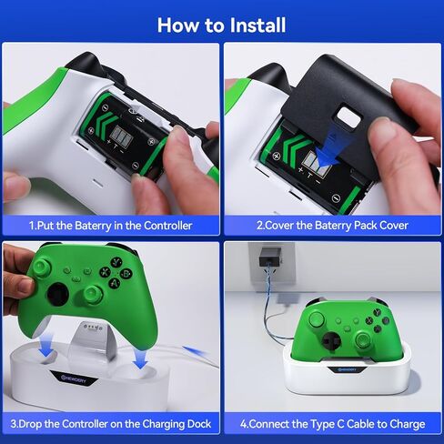 محطة شحن NEWDERY لوحدات تحكم Xbox اللاسلكية، قاعدة شحن سريعة وحامل شحن فردي لوحدة تحكم Xbox One/Series X|S in Saudi Arabia