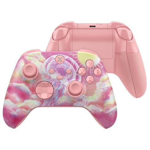 eXtremeRate ASR Version Performance Rubberized Full Set Shell Buttons for Xbox Core Controller, Redesigned Grip Diamond Texture Handles Backplate Case for Xbox Series X & S Controller - The Great Wave in Saudi Arabia