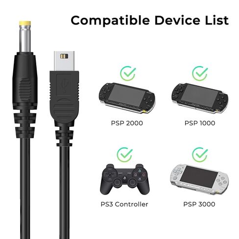 Mugust 2-in-1 PSP Charger Cable, Replacement Charger PSP PlayStation Portable Power Cord for Sony PSP 1000 2000 3000 Series USB Data Cable & Charging Cord in Kuwait