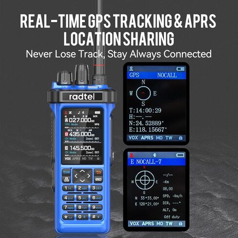 Radtel RT-950 PRO Ham Radio GPS/APRS, 10W Walkie Talkie Long Range Handheld Two Way Radio, SW/MW/LW RX, Bluetooth APP Programming, NOAA, Spectrum Analyzer,Blue(with Programming Cable) in Saudi Arabia