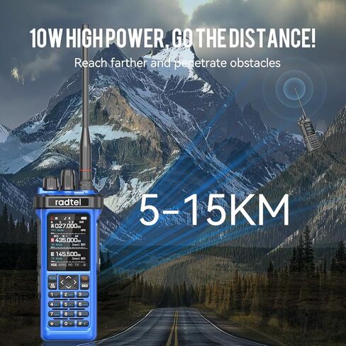 Radtel RT-950 PRO Ham Radio GPS/APRS, 10W Walkie Talkie Long Range Handheld Two Way Radio, SW/MW/LW RX, Bluetooth APP Programming, NOAA, Spectrum Analyzer,Blue(with Programming Cable) in Saudi Arabia