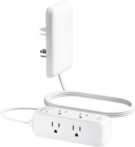 Flat Extension Cord with Outlet Cover, Flat Plug Power Strip with 6 Outlets and 3 USB Ports, 2000 Joules Surge Protector, 5 FT Cord Hidden Outlet Extender for Tight Spaces, White in Kuwait