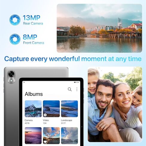 UMIDIGI G9 Tab 11 بوصة، Android 14 Tablet بفتحات بطاقة SIM مزدوجة 8 جيجابايت + 256 جيجابايت + 1 تيرابايت توسيع، جهاز لوحي Android مزود بقلم وحقيبة 7200 مللي أمبير في الساعة وكاميرات 13 + 8 ميجابكسل، خلوي مع فتح الوجه، GPS، FM (رمادي) in Kuwait