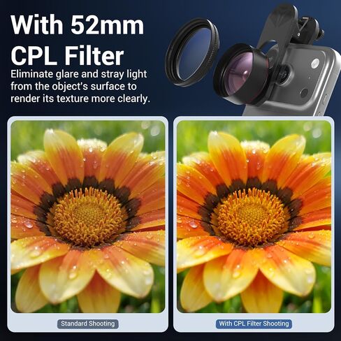 35X Macro Lens Kit for Smartphone with CPL Filter, HD Magnifier Photography Lens with Universal Lens Clip, Phone Camera Lens Attachment for iPhone 17/16/15/12/11 Samsung & Android Phone in Saudi Arabia