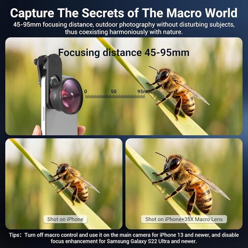 35X Macro Lens Kit for Smartphone with CPL Filter, HD Magnifier Photography Lens with Universal Lens Clip, Phone Camera Lens Attachment for iPhone 17/16/15/12/11 Samsung & Android Phone in Saudi Arabia