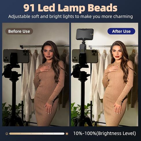 Selfie Light for Video Conference and Make Up,91 LED Clip On Light and Eye Friendly,3 Modes 10 Brightness, Rechargeable 2000mAh, Portable Compatible with Phone Laptop Webcam Zoom,Live Streaming in Saudi Arabia
