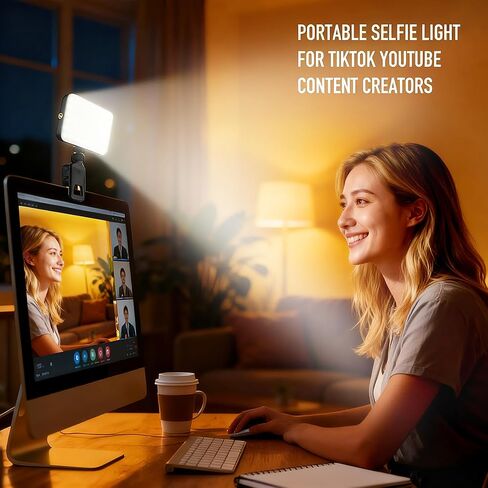 Selfie Light for Video Conference and Make Up,91 LED Clip On Light and Eye Friendly,3 Modes 10 Brightness, Rechargeable 2000mAh, Portable Compatible with Phone Laptop Webcam Zoom,Live Streaming in Saudi Arabia