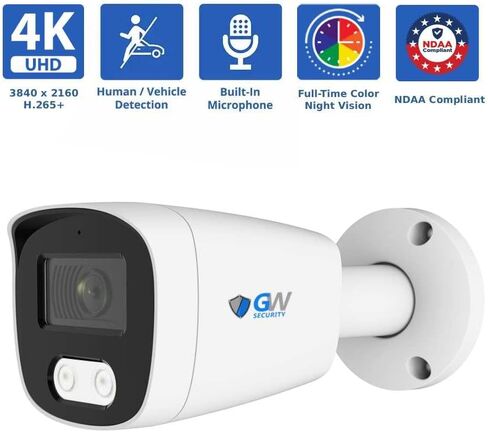 GW Security 128 Channel 12MP NVR 4K Security Camera System with 80 x 8MP PoE Spotlight Color Night Vision Outdoor/Indoor Microphone Bullet Cameras, Smart AI Human/Vehicle Detection, 48TB HDD in Saudi Arabia