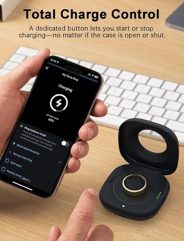 حافظة شحن لاسلكية لشاحن Oura Ring 3، محطة شحن محمولة للسفر بقدرة 2000 مللي أمبير في الساعة تناسب جميع أحجام Ring Gen 3، وقت تشغيل 30 يومًا (الشاحن الرسمي غير متضمن)، أسود in Kuwait