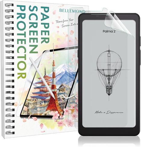 BELLEMOND | Kent Paper Screen Protector compatible with Onyx Boox Palma 2 Pro/2/1 (6.13") | Matte Anti-Glare Film for Comfortable Reading | Paper-Feel Texture for E Ink Screens | 2-Pack | Made in Japan in Saudi Arabia