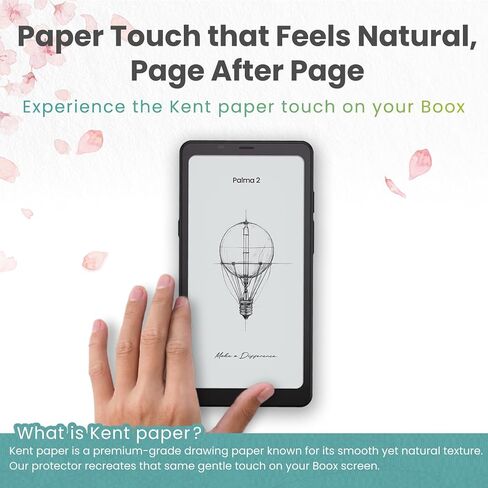BELLEMOND | Kent Paper Screen Protector compatible with Onyx Boox Palma 2 Pro/2/1 (6.13") | Matte Anti-Glare Film for Comfortable Reading | Paper-Feel Texture for E Ink Screens | 2-Pack | Made in Japan in Saudi Arabia