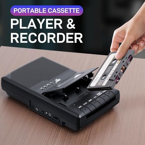 Portable Tape USB Player with Stand-Alone Mic, Cassette Players Recorder, Cassettes Tape Digital Converter to USB Flash Disk, Built-in Speaker, Retractable Handle, One-Touch Recording in Saudi Arabia