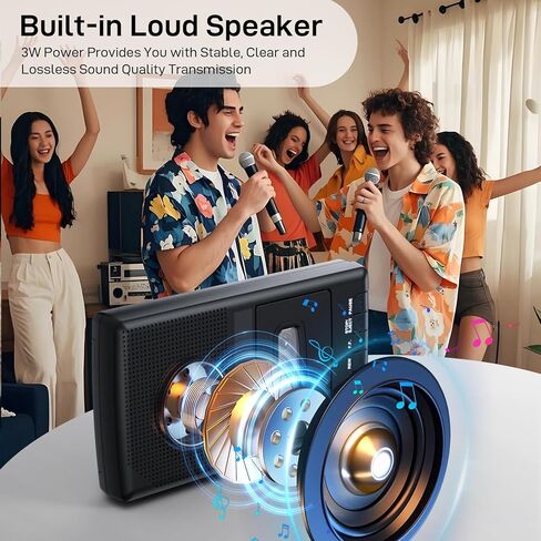 Portable Tape USB Player with Stand-Alone Mic, Cassette Players Recorder, Cassettes Tape Digital Converter to USB Flash Disk, Built-in Speaker, Retractable Handle, One-Touch Recording in Saudi Arabia