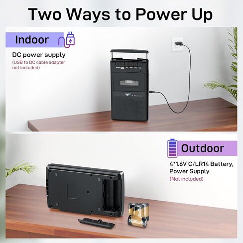 Portable Tape USB Player with Stand-Alone Mic, Cassette Players Recorder, Cassettes Tape Digital Converter to USB Flash Disk, Built-in Speaker, Retractable Handle, One-Touch Recording in Saudi Arabia