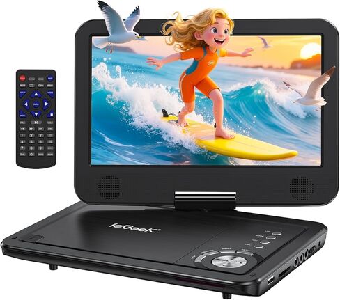 ieGeek Portable DVD Player 12.5", with 10.5" HD Swivel Screen, Car Travel DVD Players 5 Hrs Rechargeable Battery, Region-Free Video Player for Kids Elderly, Remote Control, Sync TV, USB&SD, Purple in Saudi Arabia
