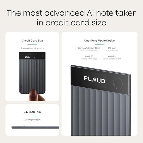 مسجل صوت Plaud Note Pro AI، نسخ وتلخيص باستخدام الذكاء الاصطناعي، التحكم في التطبيق، مدون ملاحظات للاجتماعات والمكالمات، يدعم 112 لغة، نحيف للغاية مع شاشة عرض فورية، جراب متضمن، أسود in Kuwait