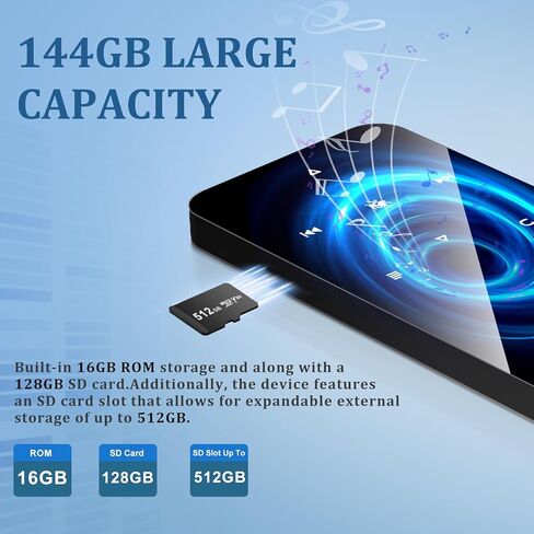 مشغل MP3 سعة 144 جيجابايت، مشغل موسيقى بلوتوث 5.2، موسيقى رقمية هاي فاي، مكبر صوت عالي الدقة مدمج، راديو FM، مسجل صوت، سماعات متضمنة، مشغل MP3 للأصدقاء والأطفال والطلاب وكبار السن (أسود) in Kuwait