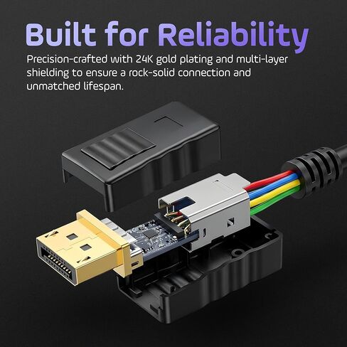كابل DisplayPort ممتاز بطول 6 أقدام - 4K@60 هرتز، 1440p@165 هرتز، 1080p@240 هرتز، سلك HD DP إلى DP عالي السرعة مع مزالج قفل، مصمم للكمبيوتر الشخصي وبطاقة الرسومات والتلفزيون والكمبيوتر المحمول والشاشة وملحقات أجهزة الكمبيوتر الشخصية للألعاب in Saudi Arabia