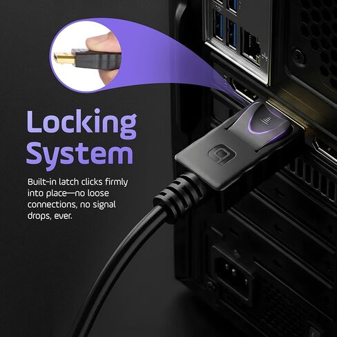 كابل DisplayPort ممتاز بطول 6 أقدام - 4K@60 هرتز، 1440p@165 هرتز، 1080p@240 هرتز، سلك HD DP إلى DP عالي السرعة مع مزالج قفل، مصمم للكمبيوتر الشخصي وبطاقة الرسومات والتلفزيون والكمبيوتر المحمول والشاشة وملحقات أجهزة الكمبيوتر الشخصية للألعاب in Saudi Arabia