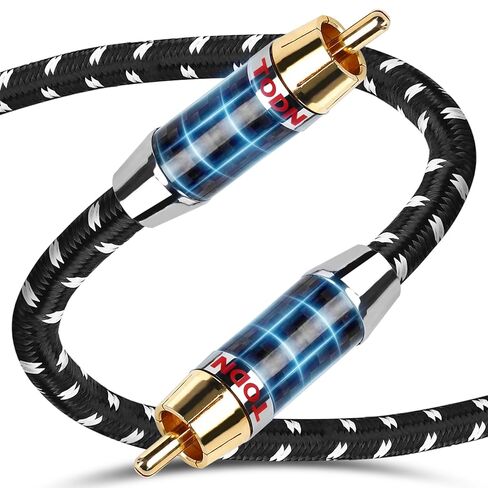 كابل صوت TODN HiFi رقمي محوري لعشاق الصوت 75 أوم SPDIF Coax مع قلب O-C-C، مزدوج الحماية، قابس مطلي بالذهب 24 قيراط (3 أقدام /1 متر) in Kuwait