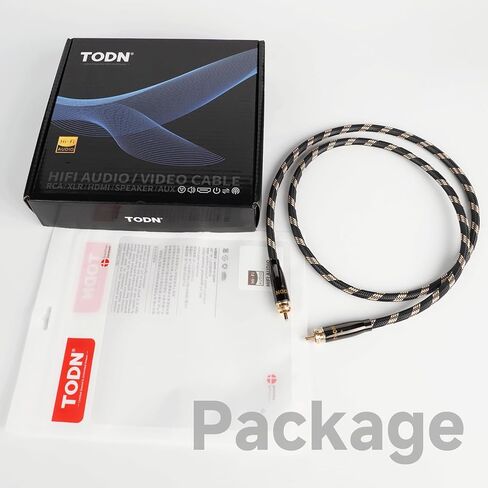 كابل صوت TODN HiFi رقمي محوري لعشاق الصوت 75 أوم SPDIF Coax مع قلب O-C-C، مزدوج الحماية، قابس مطلي بالذهب 24 قيراط (3 أقدام /1 متر) in Kuwait