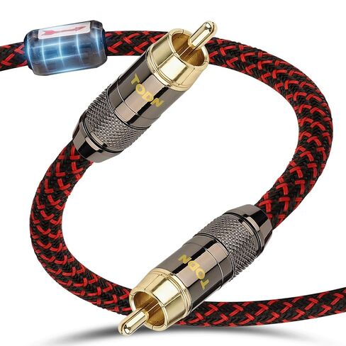 كابل صوت TODN HiFi رقمي محوري لعشاق الصوت 75 أوم SPDIF Coax مع قلب O-C-C، مزدوج الحماية، قابس مطلي بالذهب 24 قيراط (3 أقدام /1 متر) in Kuwait