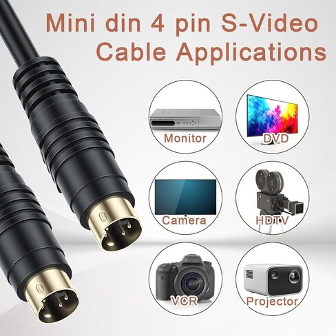 S Video Cable, 4-Pin Connector Male to Male S-Video Cable, Svideo Cables Compatible with DVD Player, DSS receivers, Home Theater, VCRs, DVRs/PVRs(1.5m/5FT) in Kuwait
